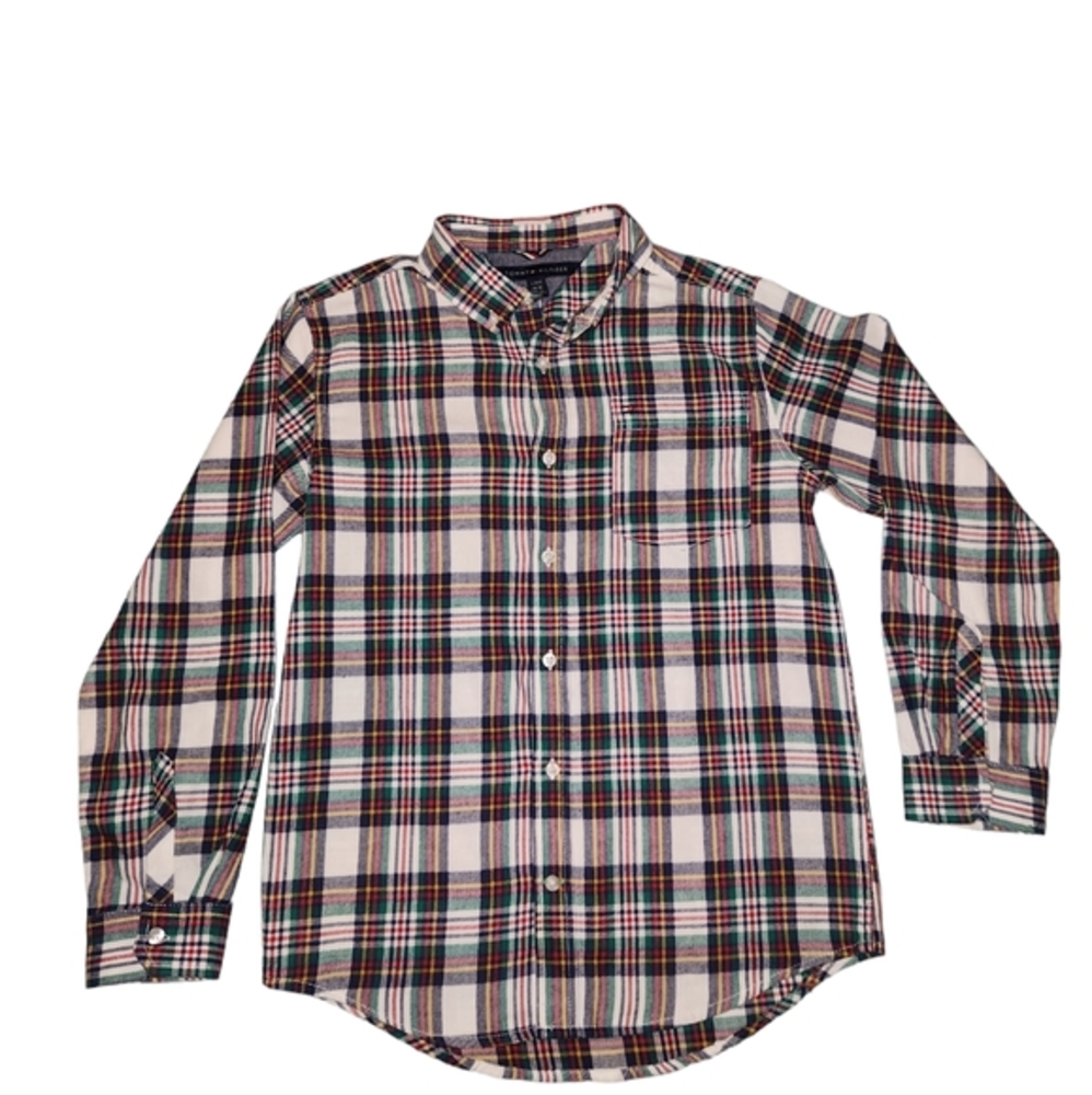 Tommy Hilfiger Boys Large Cotton Plaid Button Down Soft Fall Button Down Shirt